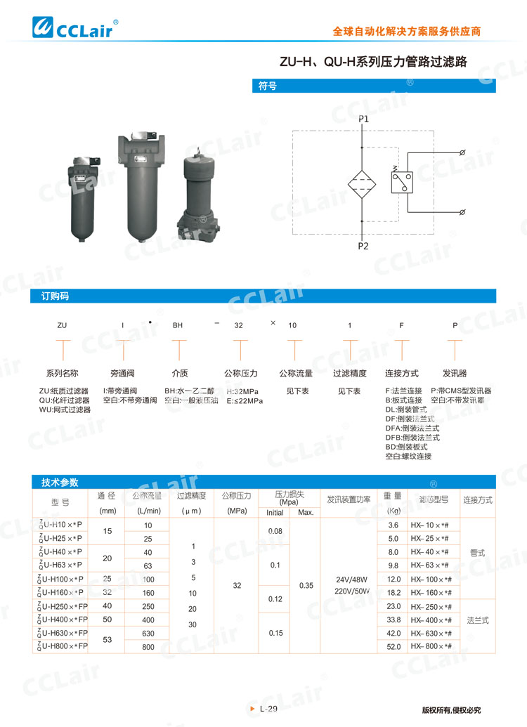 ZU-H、QU-H系列壓力管路過(guò)濾器-1